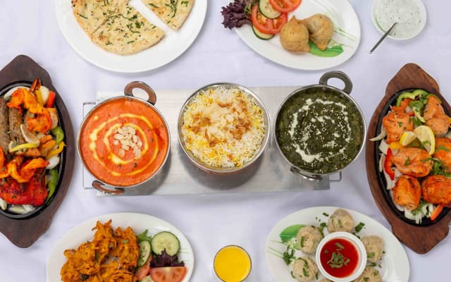 Nepalese and Indian food spread